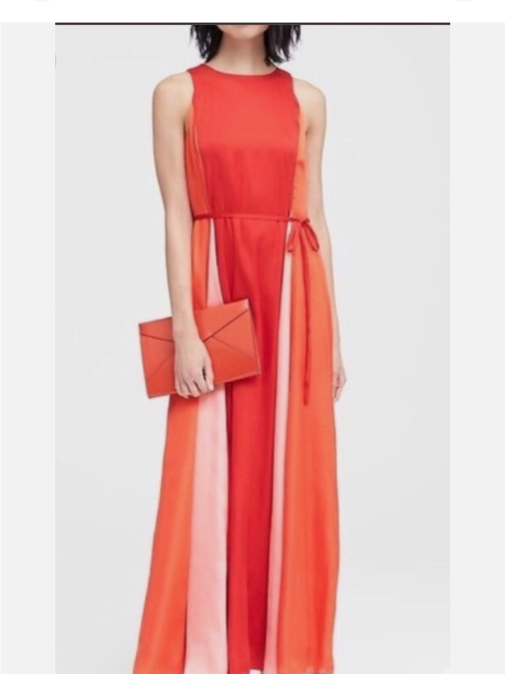 Banana Republic Red and Orange Colorblock Maxi Dress